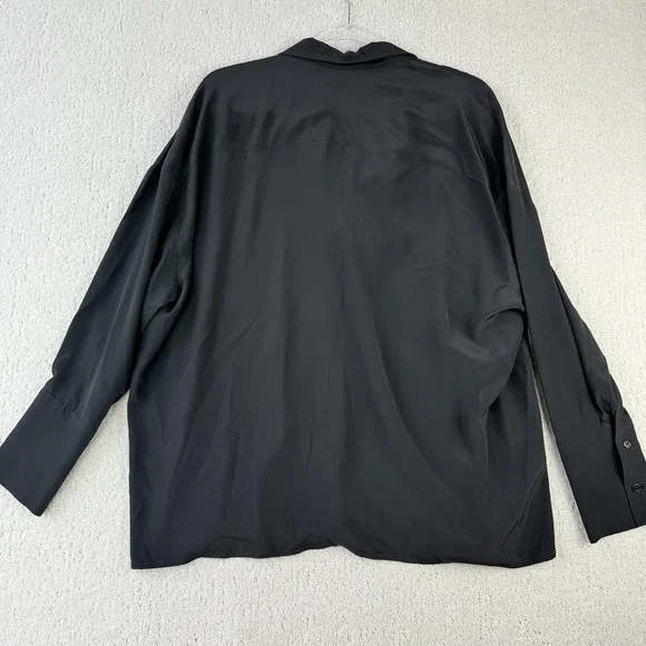 Monica Nera Silk Blouse Women's UK 12 EU 38 Black Long Sleeve Poland $325